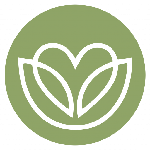sage logo image of a heart with leaves and a sage circular background