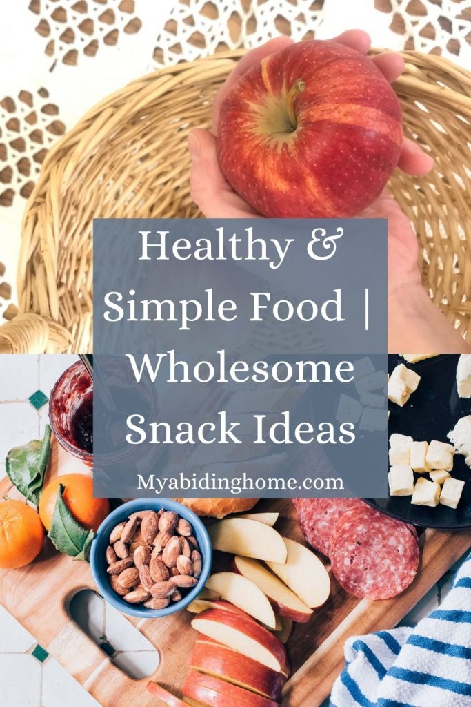 Pinnable graphic of whole food type snacks