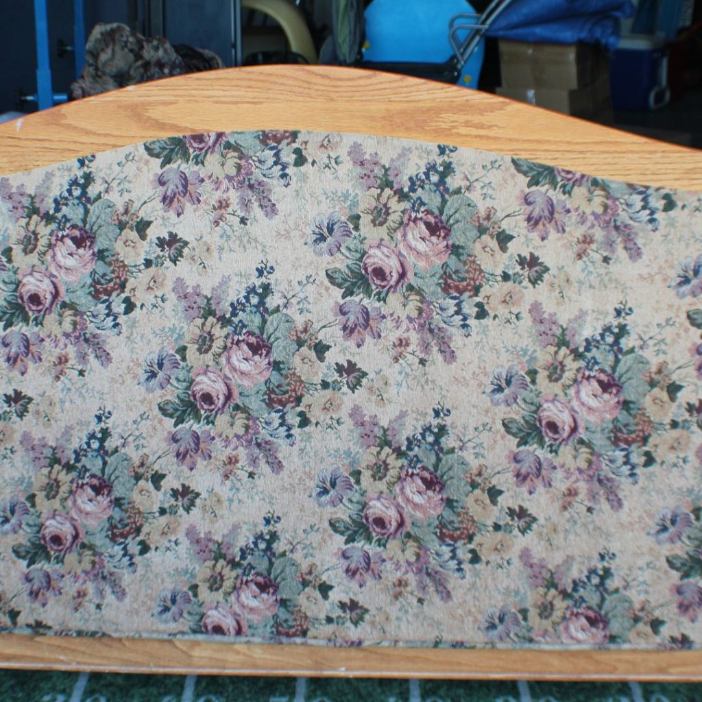 Image of the fabric on a floral, vintage couch
